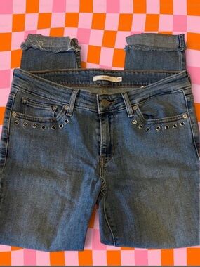 Levi's Blue Skinny Jeans with Grommet Detail